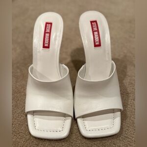 Steve Madden Selene White Leather Women's Slide Sandals - 8.5 brand new